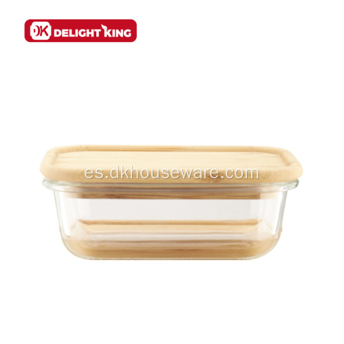 Recipiente rectangular de vidrio para preparación de comidas con alto contenido de borosilicato
